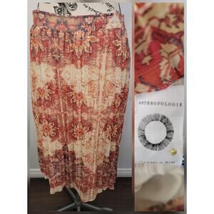 Anthropologie Akemi + Kin Skirt Small Boho Floral Pleated Midi Lined Festival